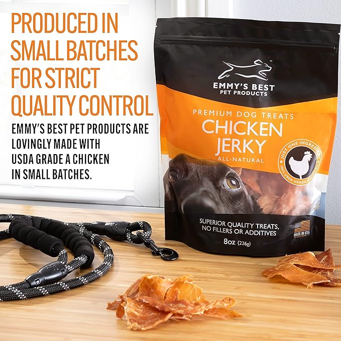 Emmy's Best EBPP Chicken Jerky Dog Treats Made in USA - 100% Natural Jerky Treats Made with Real Chicken - Grilled Chicken Strips for Medium Dogs, Large and Small Dogs
