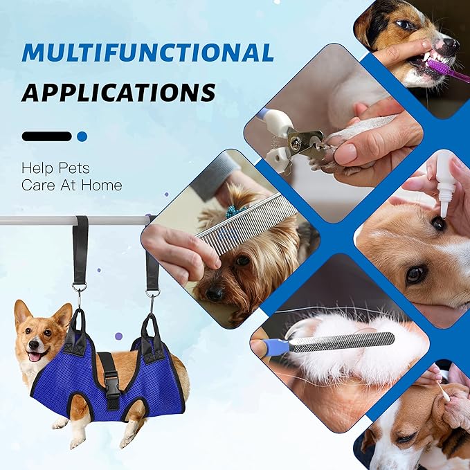 PatiencET Dog Grooming Hammock, Pet Grooming Hammock for Cats & Dogs, Dog Holder for Nail Trimming, Cat Sling for Nail Trimming with Nail Clippers/Trimmer, Nail File, Pet Comb(S)