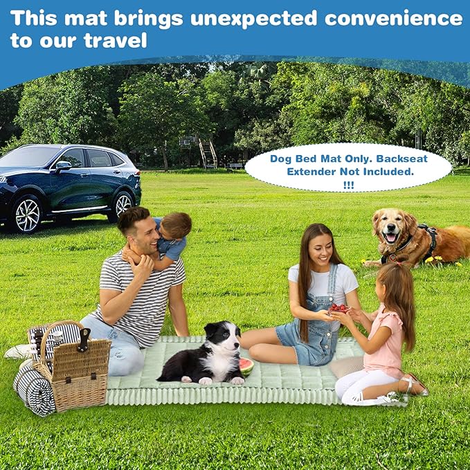 VClife Dog Car Seat Cover for Backseat Extender, Anti Slip Dog Bed Mat Travel Blanket, Pet Friendly Backseat Cover for Cars, SUVs, Small Trucks, Back Seat Extender Protector (Sage Green, 51"×23.6")