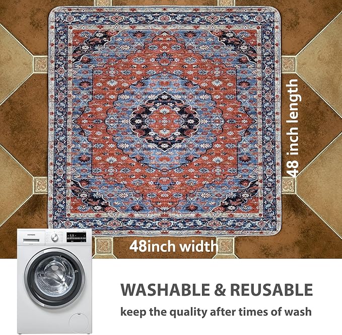 nunubaby Washable Pee Pads for Dogs, Stylish, Non-Slip and Leak-Proof Pee Pads. Reusable Potty Pads for Dogs for Crates and Floors.(Red/Multi, 48" x48")