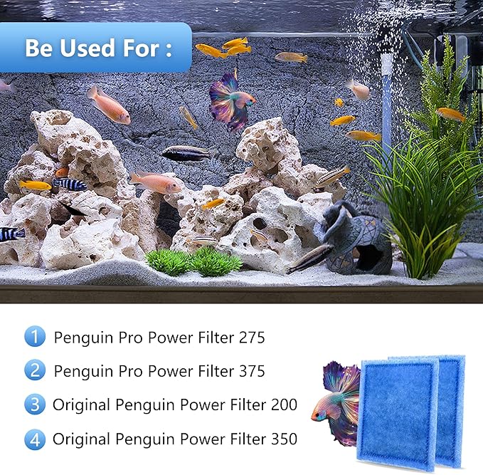 Aquarium Rite-Size C Filter Cartridges Compatible with PRO Power Filters 275/375,Power Filters 200/350 (2 Pack)