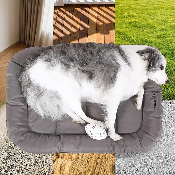 KHONSU PET Durable Dog Bed Tough and Tear Proof Dog Crate Bed, 800lbs Tear Strength PVC-Backed Waterproof Ped Bed Mat Indoor & Outdoor Use for Dogs up to 35 lbs