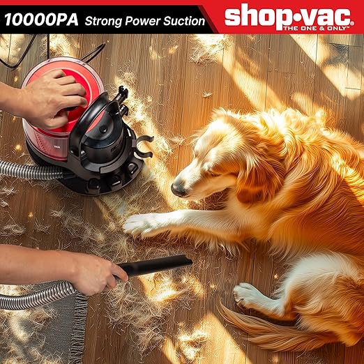 Shop-Vac 4-in-1 Pet Grooming & Vacuum, Dog Grooming Vacuum for Shedding, Professional Clippers, Brushes & Crevice Tool, 10,000Pa Suction, 3.3L Dust Cup, for Pet Shedding, Trimming, and Cleaning