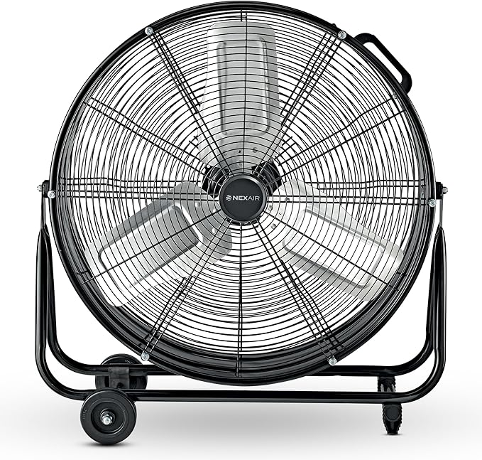 24 Inch High-Velocity Industrial Metal Drum Fan 8,800 CFM, 3-Speed Heavy Duty Floor Fan, 360-Degree Tilt for Commercial, Warehouse, Workshops, Garage, Factory, and Basement with Extreme Power