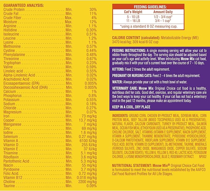 Meow Mix Cat Food, Original Choice, 6.3 lb