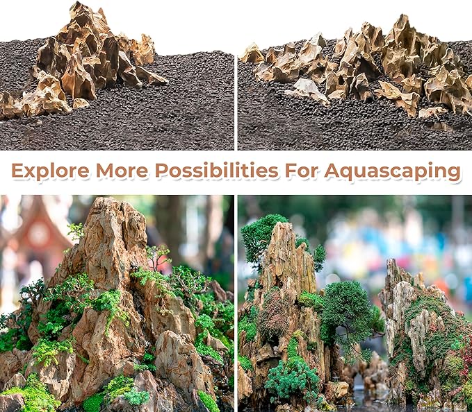 6-8 Inches Natural Dragon Stone 6 PCS Aquarium Rocks for Aquascaping, Aquarium Landscaping, Terrariums, Fish Tank Decoration, Vivariums, Paludarium, Reptile and Amphibian Enclosures