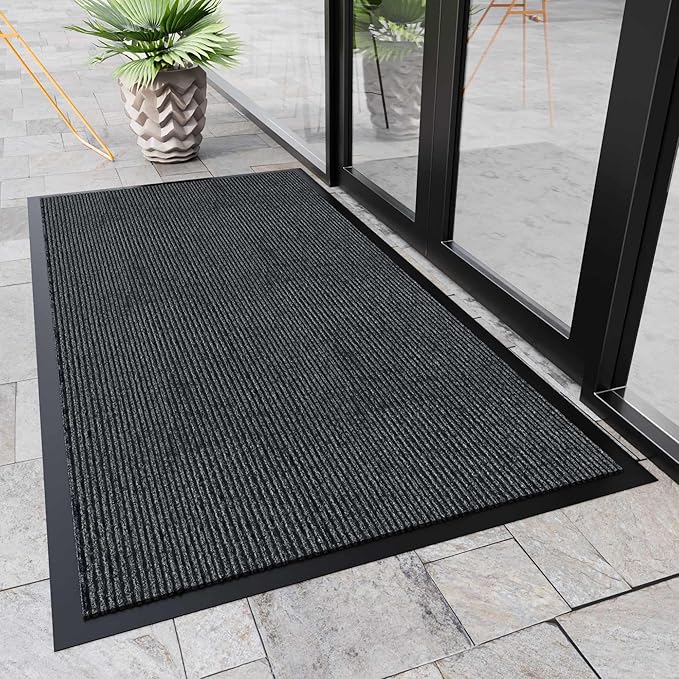 Front Door Mat, 4'x8' Indoor Outdoor Door Mat, Commercial Industrial Entrance Doormat, Heavy Duty Welcome Mat, Rubber Backing Non Slip Doormat for Entryway