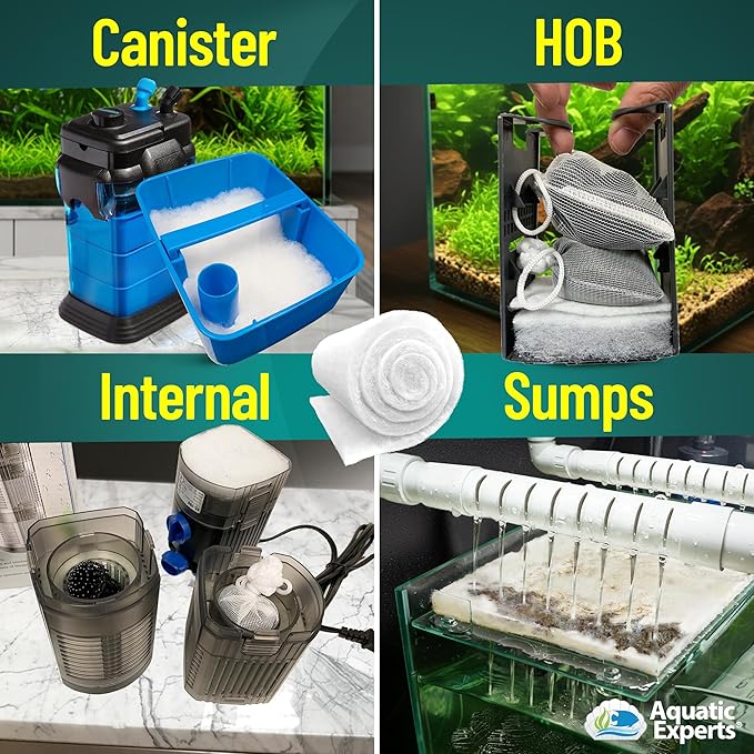 Aquatic Experts FilterFirst Aquarium Filter Pad - Aquarium Filter Floss for Crystal Clear Water, 3/4" - 1" Thick (24 Inch Wide, 12 Feet Long)