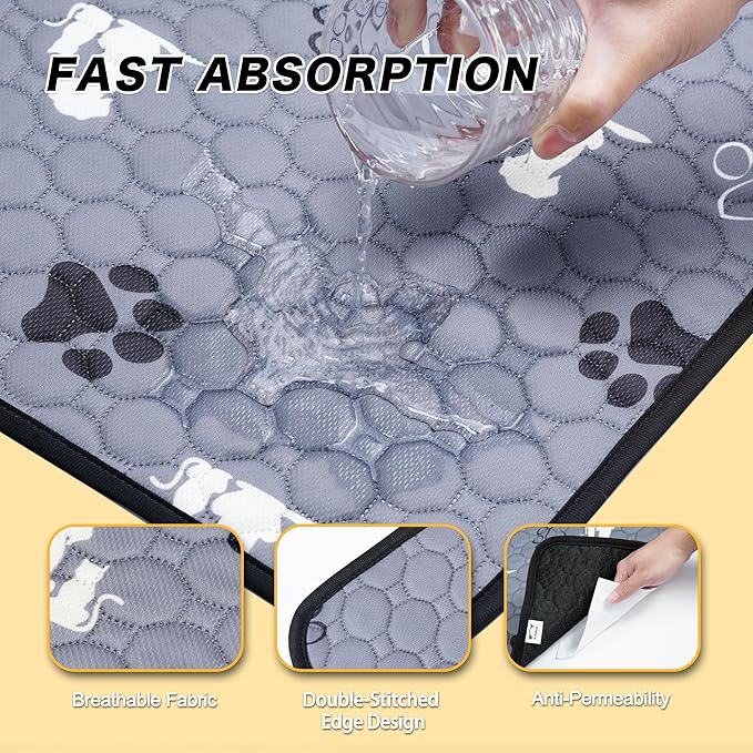 Washable Pee Pads for Dogs, 4 Pack Reusable Puppy Pads, Waterproof Pet Pee Pads for Dog Potty Training, Extra Large Dog Pee Pads for Crate, Playpen, and Whelping, Durable and Absorbent, Grey 18"x24"