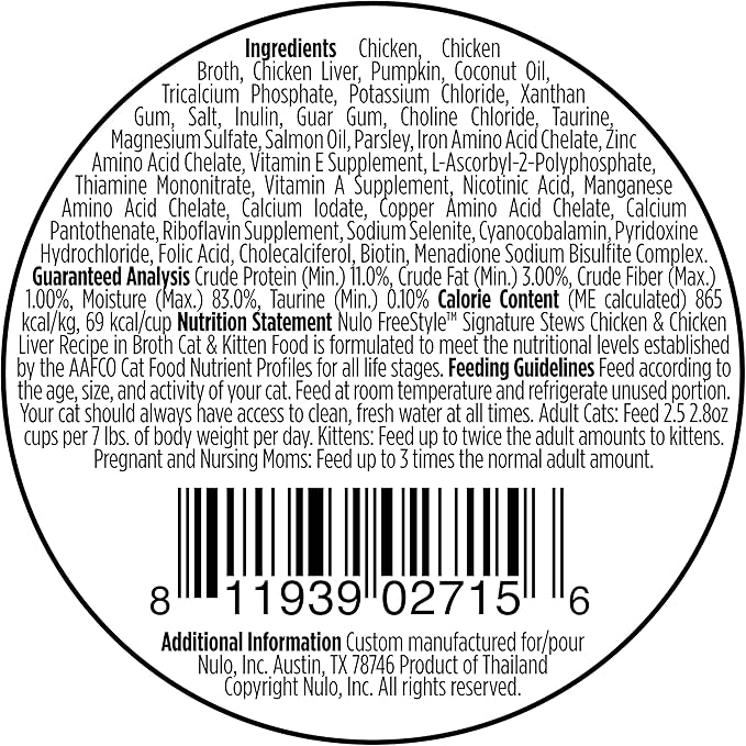 Nulo FreeStyle Cat & Kitten Chicken & Chicken Liver Stew, All Natural Grain-Free Cat Food, 2.80 Ounce (Pack of 24)