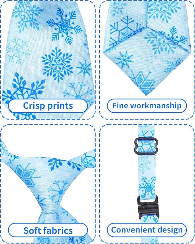 PET SHOW 10 Pack Winter Big Dog Ties Neckties for Extra Large Breed Dogs XL Adjustable Neck Ties Girl Boy Pets Snowflake Costumes Dog Grooming Accessories Holiday Party Gift Favor