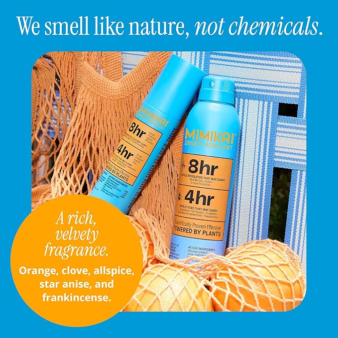 Mimikai Mosquito and Tick Repellent, DEET-Free for Skin and Outdoor Use, Non-Toxic, Plant-Powered Skincare, 3.4oz Pump Spray