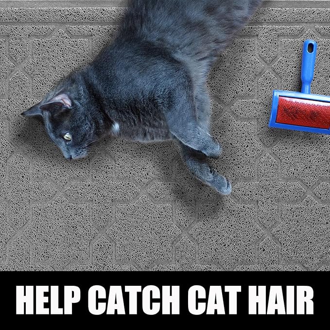 Yimobra Cat Litter Mat, 24"x20" Litter Mat with Litter Lock Mesh, Soft Cat Litter Mat Litter Trapping Mat, Easy to Clean, Non-Slip, Water Resistant, Litter Free Floors, Dark Grey