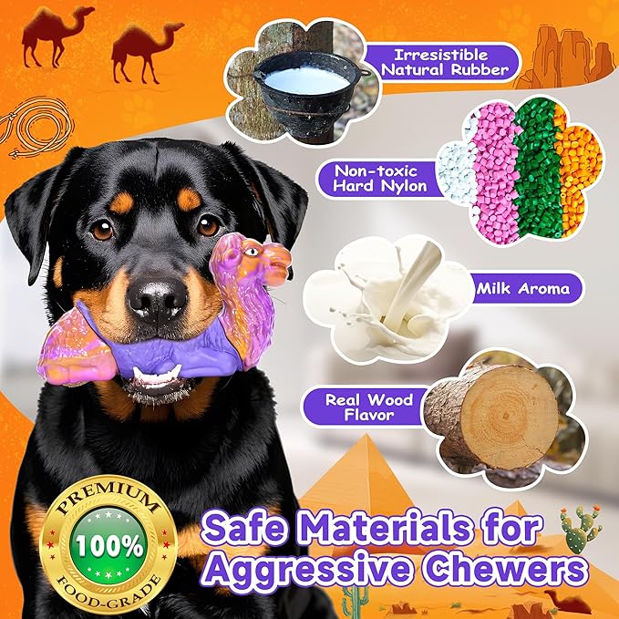 Tough Dog Chew Toys for Aggressive Chewers, Squeaky Indestructible Dog Toy To Keep Them Busy, Interactive Large Chew Toy for Dogs Medium Small, Durable,Reduce Boredom,Puppy Teeth Cleaning Milk Flavor