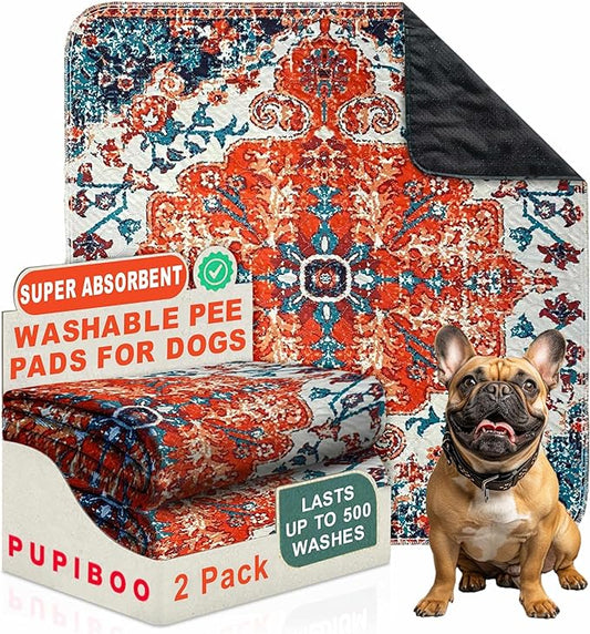 Washable Pee Pads for Dogs - Super Absorbent Reusable Puppy Training Pads - 100% Waterproof, Leak-Proof & Non-Slip Whelping Pads for Pet Housebreaking