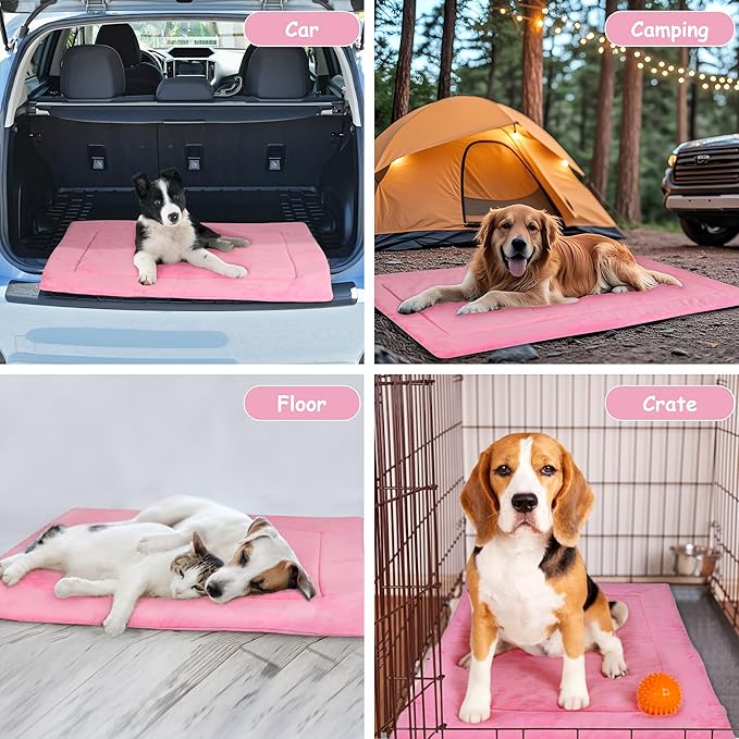 Kritter Planet Waterproof Foldable Dog Bed Pad for Camping & Travel, Portable Roll-Up Dog Bed Car Seat Pet Cushion Mat with Handles for Medium & Large Dogs, Indoor & Outdoor Use