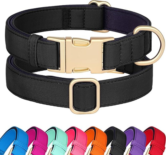Didog Soft Padded Dog Collars for Small Dogs, Colorful and Durable Dog Collar with Quick Release Buckle, Light and Breathable for Daily Walking, Black, S
