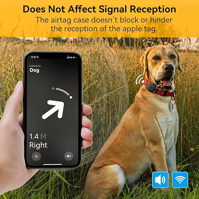 IPX8 Waterproof Dog Collar Holder for Airtag [Metal Back Plate] Ultra-Durable Dog & Cat Collars Mount for AirTag, Suitable for All Widths of Collars (1 Pack)