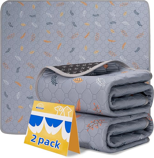 Sunheir Washable Pee Pads for Dogs - 2-Pack Thick Heavy-Absorbency Reusable Pee Pads Prevent Leakage Non-Slip, Waterproof Pet Training Pads for Puppy Playpen, Crate, Whelping Box, Potty Training