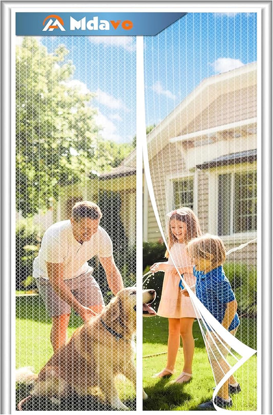 Magnetic Screen Door，Screen Door Mesh，Keep Bugs Out, Heavy-Duty Mesh Curtain,Pet and Kid Friendly, Works with Front Doors, Sliding Doors（38x82 Inch White