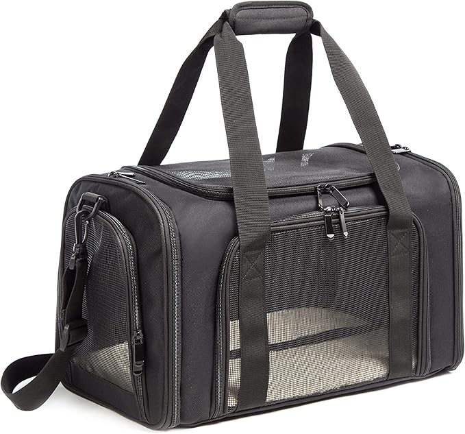 Cat Carrier Dog Carrier Pet Carrier Cat Bags for Small Medium Cats Dogs Puppies of 15 Lbs,of Airline Approved Small Dog Bag Soft Sided,Collapsible Travel Puppy Carrier (Medium, Black)