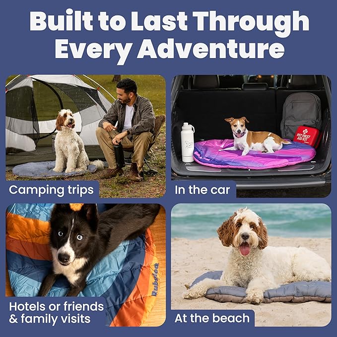 Travel Dog Bed (42" x 30") – Foldable, Packable Camping Dog Bed – Water Resistant, Cozy & Durable Mat with Soft Padding – Compact, Portable & Machine Washable – Large & Small Breeds - Teal