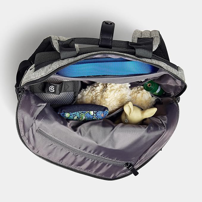 Porter 2-in-1 Dog Gear Backpack – Premium Dog Travel Bag with 10 Pockets, Zip-Off Treat Pouch, Leash Clip, Waterproof Pockets & Water Bottle Holder – Weekend, Hiking, Camping, Checkerboard