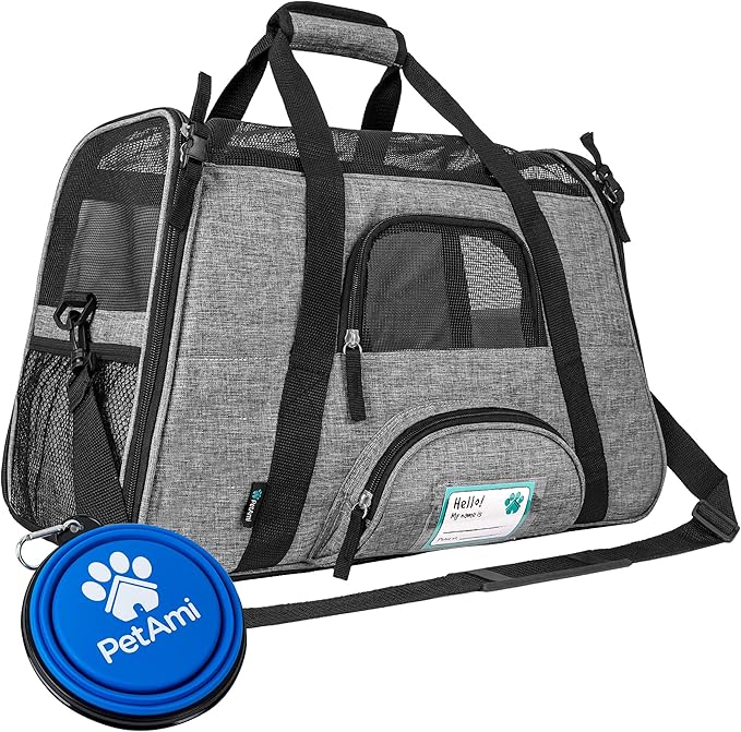PetAmi Airline Approved Pet Carrier for Cat, Soft Sided Dog Carrier for Small Dog, Cat Travel Supplies Accessories Indoor Cat, Ventilated Pet Carrying Bag Medium Large Kitten Puppy, Large Heather Gray
