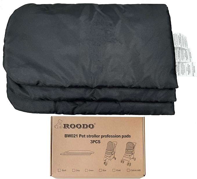 ROODO Pet Stroller Inner Pad for Exclusive Use,Original,Replaceable,Easy to Clean,Set of 3 pc(Black)