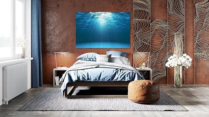 Nature Wall Art Prints - Ocean Forest Mountain Lake Canvas Landscapes - Small to Extra Large Living Room Bedroom Kitchen Bathroom Décor (Sun Rays Under Water, 31L" x 47W")