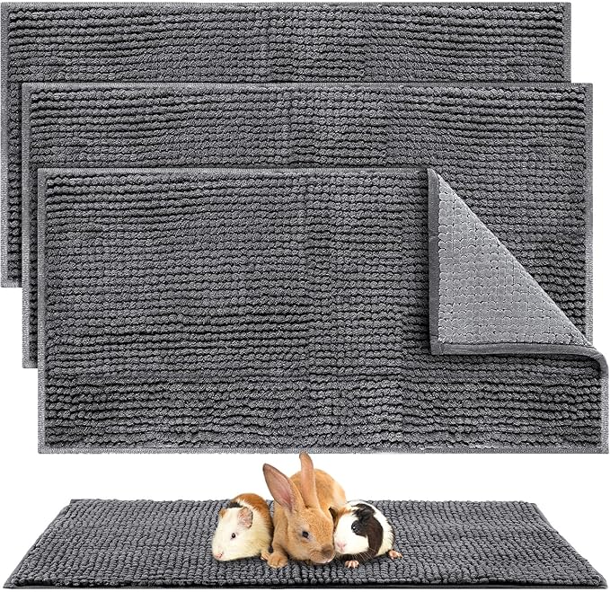 Amylove 4 Pcs Guinea Pig Cage Liner Guinea Pig Bedding Washable Fleece Pee Pads Reusable Small Animals Training Mat Small Animal Sleeping Bed for Bunny Hamster(Dark Gray,47 x 24 Inch)