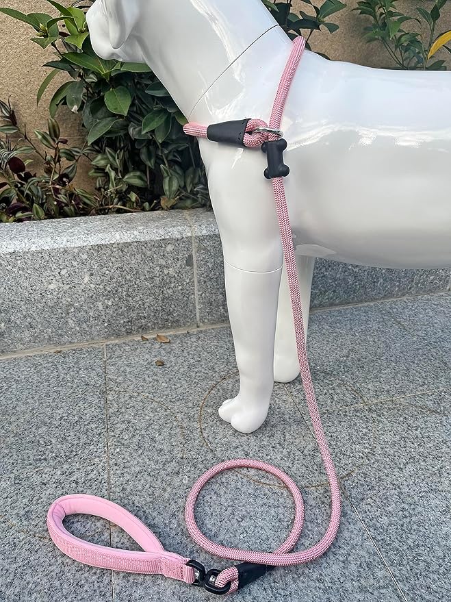 Slip Lead Dog Leash，Strong Nylon Rope Leash and Padded Handle,No Pull Outdoor Walking Training Lead for Small Medium Large Dogs(Pink, 1/2"×6ft)