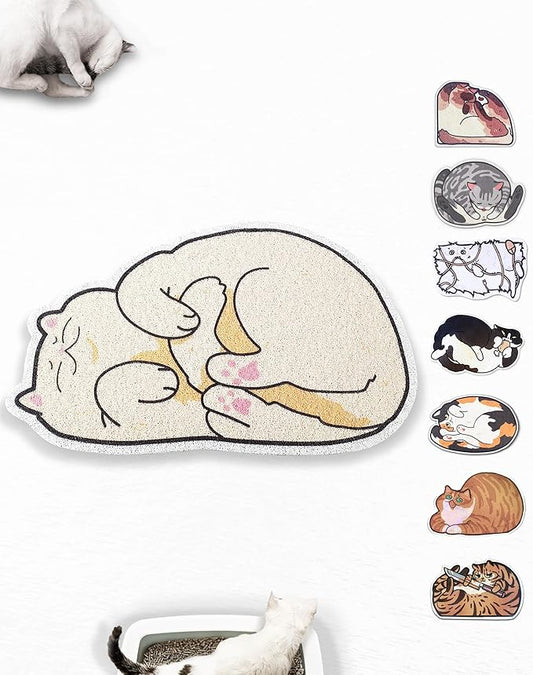Lukamoo® Cute Cat Litter Mat (30’’x20’’), Large/L, for Kitty Litter & Cute Cat Litter Box
