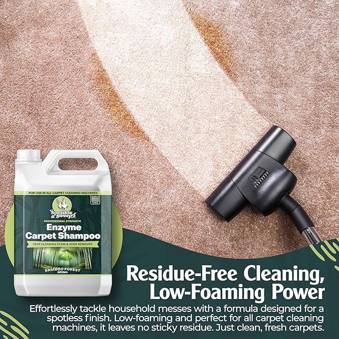 Sprinkle & Sweep Enzyme Carpet Shampoo (64oz) - Carpet Cleaner Solution to Eliminate Tough Stains & Neutralize Odors at the Source - Car, Furniture, Carpets & Rug Cleaner - Use with All Machines