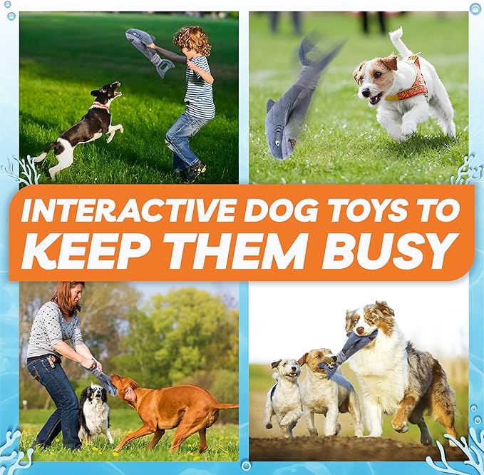 Dog Toys for Small Dogs, Squeaky Tough Dog Toys for Aggressive Chewers, Plush Dog Chew Toys for Teething, Interactive Shark Dog Toys to Keep Them Busy, Puppy Toys for Small, Medium,Large Breeds