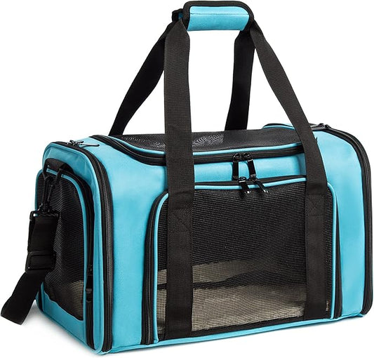 Cat Carrier Dog Carrier Pet Carrier Cat Bags for Small Medium Cats Dogs Puppies of 15 Lbs,of Airline Approved Small Dog Bag Soft Sided,Collapsible Travel Puppy Carrier (Medium, Blue)