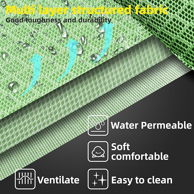 Soft Mesh Elevated Pet Bed for Large Medium Dogs Outdoor Resting Cot with Water-Resistant, Air-Permeable, Cooling and Anti-Skid Portable Dog Bed, Up to 120 lbs, 43.2" L x 31" W x 7.5" H, Green