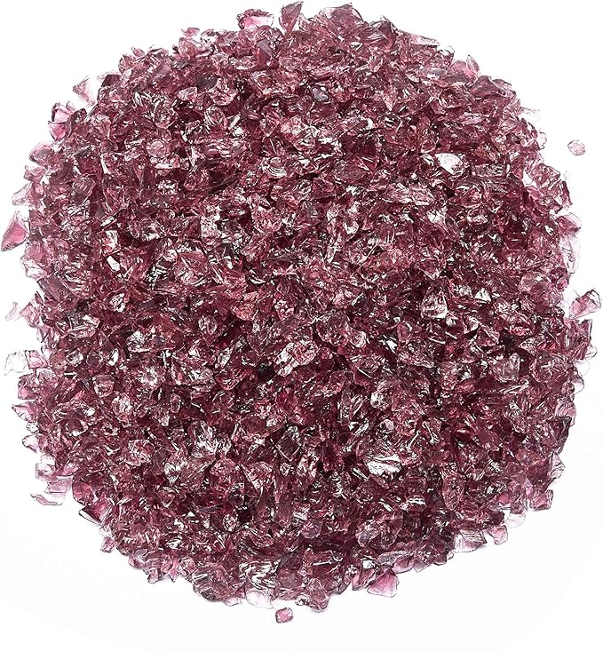 TWINKLING High Luster Crushed Glass Glitter, Broken Glass, Fire Glass Gems Chips for Fire Pit, DIY Resin Art, Epoxy Crafts, Geode Painting, Aquarium Decoration, 6-9mm(370g/13oz.) (Purple)