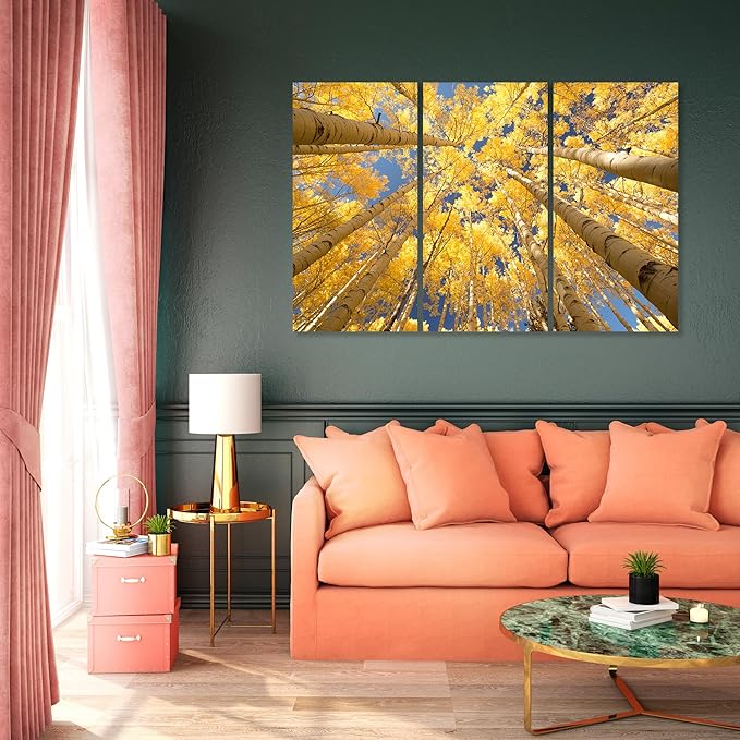 Nature Wall Art Prints - Ocean Forest Mountain Lake Canvas Landscapes - Small to Extra Large Living Room Bedroom Kitchen Bathroom Décor (Reaching for the Sky, 31L" x 47W" - 3 Panels)