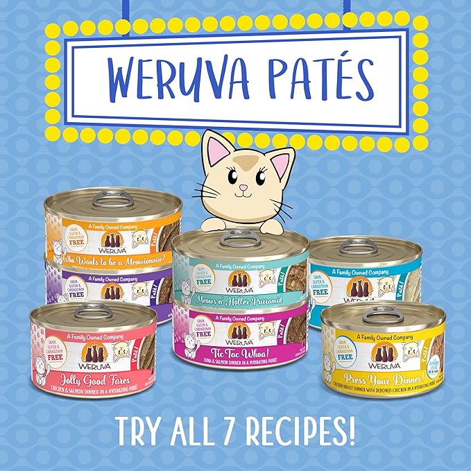 Weruva Wet Cat Food, Press Your Lunch with Chicken Pate, 3oz Can, Pack of 12