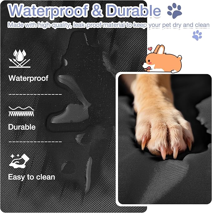 Kritter Planet Waterproof Foldable Dog Bed Pad for Camping & Travel, Portable Roll-Up Dog Bed Car Seat Pet Cushion Mat with Handles for Small & Medium Dogs, Indoor & Outdoor Use