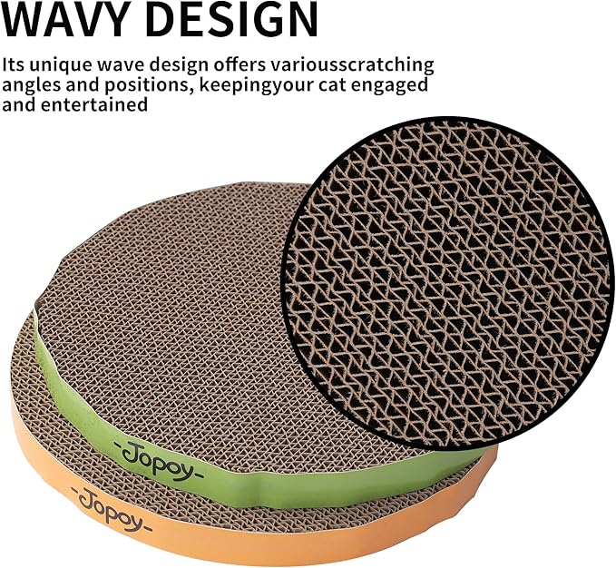 Round cat Scratcher Refill 9.84 inch Diameter 7/8 inch Thickness Scratcher Replacement Pads Scratching Board Circle cat Scratcher Scratch pad (Green and Yellow Cardboard 2PCS)