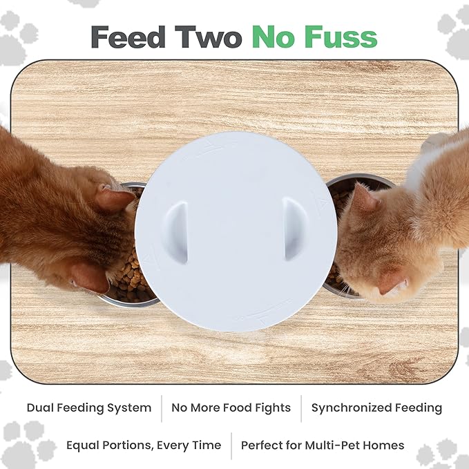 Automatic Cat Feeder for 2 Cats – Dual Food Dispenser with App Control, 5L Capacity (20 Cups), Smart Cat Food Dispenser for Multi Cats, Dual Pet Feeder with Stainless Steel Bowls and WiFi