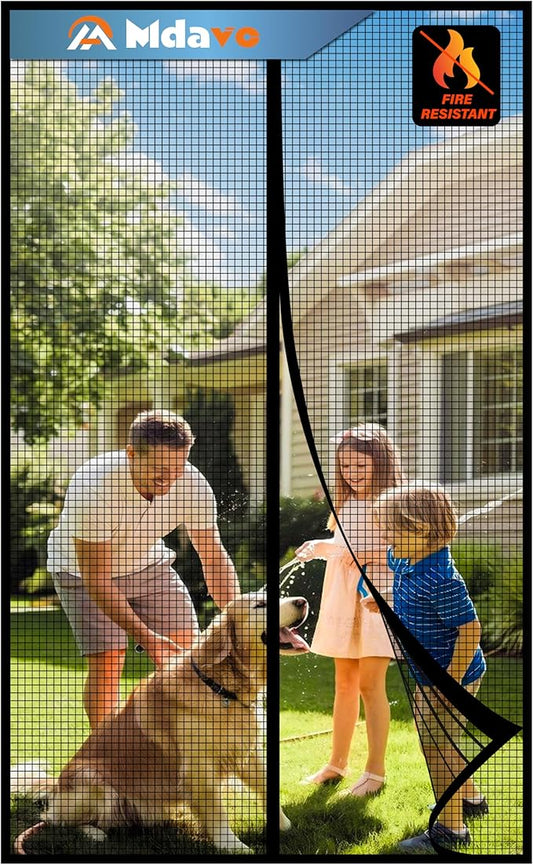 Magnetic Screen Door，Fiberglass Screen Door Mesh，Keep Bugs Out, Heavy-Duty Mesh Curtain,Pet and Kid Friendly, Works with Front Doors, Sliding Doors（32x80 Inch Fiberglass