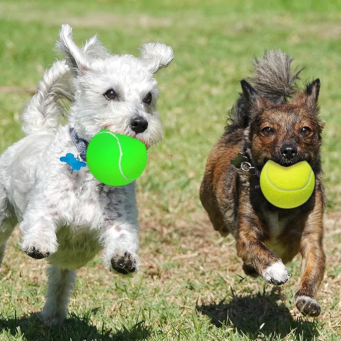 Large Dog Tennis Balls, 4 inch Interactive Big Dog Toy Ball for Small Medium Large Dogs, 4-Pack Dog Toys for Outdoor/Indoor Sports, Fetch, Training & Play