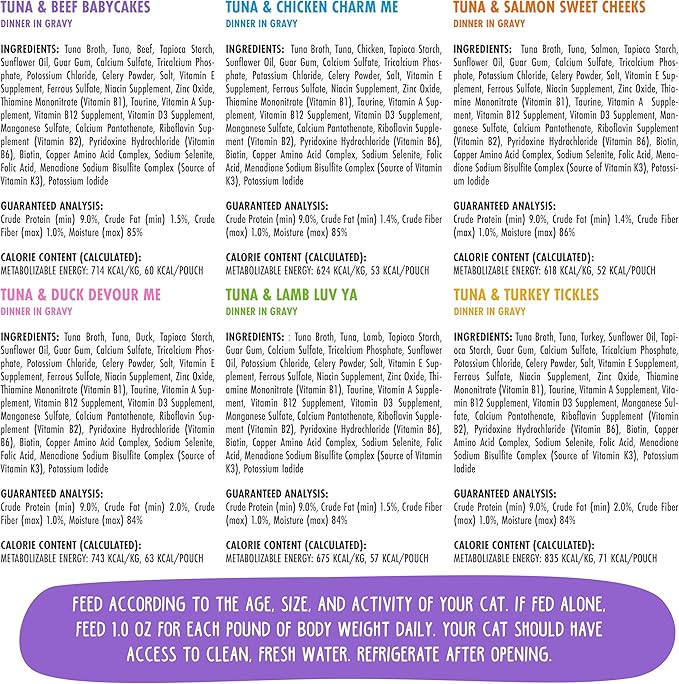 Weruva B.F.F. OMG - Best Feline Friend Oh My Gravy!, Rainbow A Gogo Variety Pack! Cat Food, 3oz Pouch (Pack of 12)