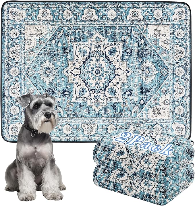 Thicken Washable Pee Pads for Dogs, 2 Pack Waterproof Reusable Pee Pads for Dogs，36"x48" Super Absorbent Leakproof Dog Pads, Non-Slip Potty Pads for Floor, Crate, Couch, Whelping Pads Pet Supplies